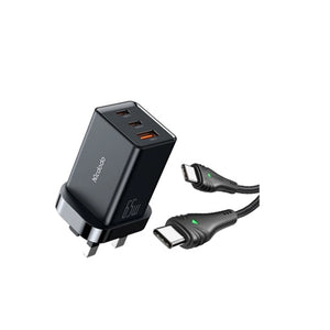 شاحن سريع MCDODO GaN 5 Mini 65W مع كابلات Type-C إلى Type-C - أسود (CH-1552) image 0