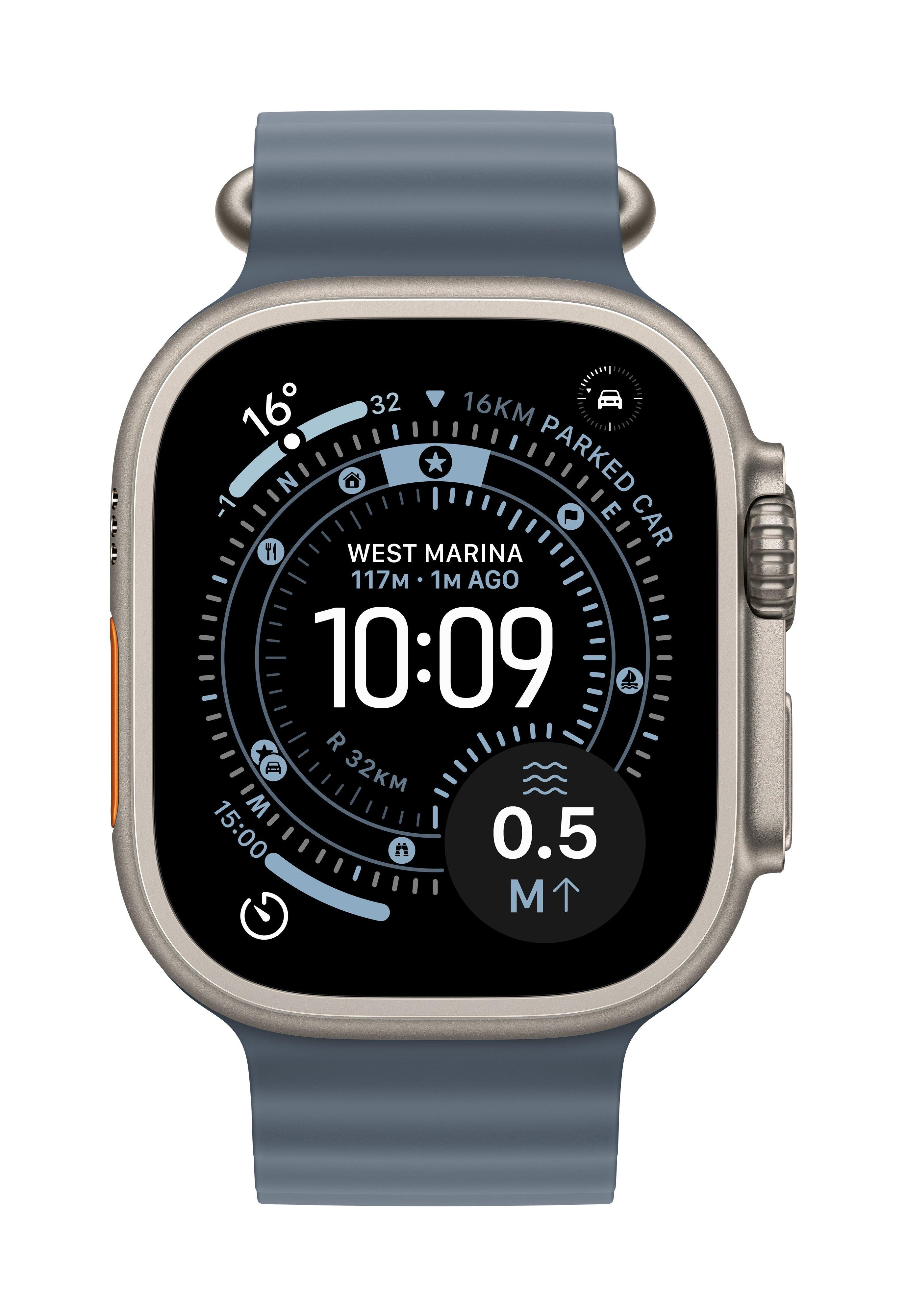 Apple Watch Ultra 3 GPS + Cellular 49mm Natural Titanium Case with Anchor Blue Ocean Band