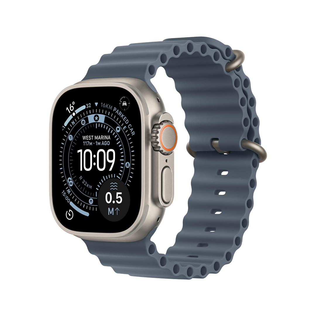 Apple Watch Ultra 3 GPS + Cellular 49mm Natural Titanium Case with Anchor Blue Ocean Band