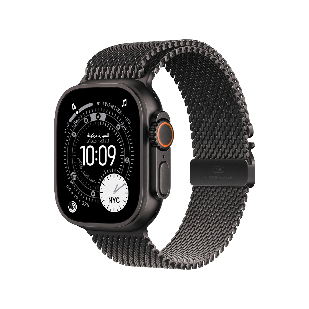 Apple Watch Ultra 3 GPS + Cellular 49mm Black Titanium Case with Black Titanium Milanese Loop - Large