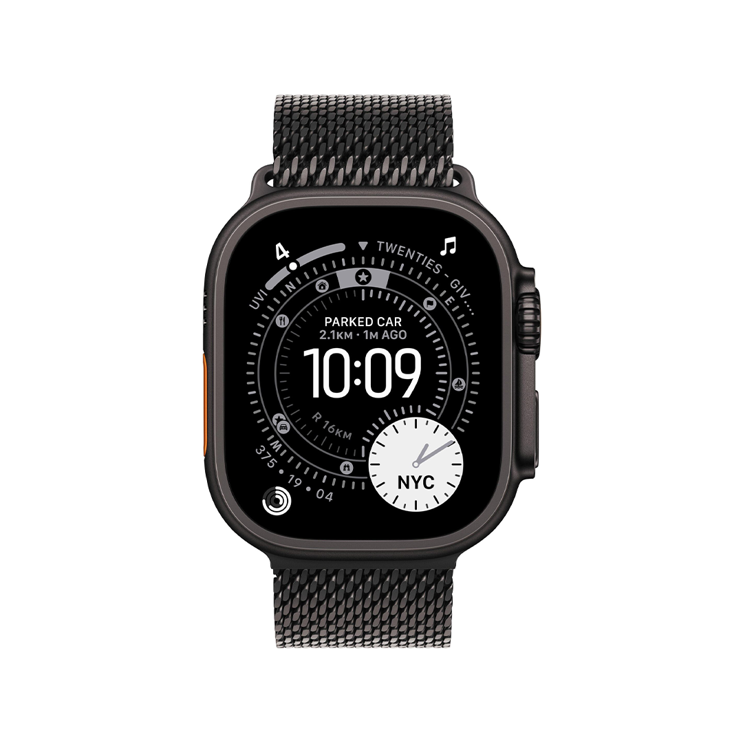 Apple Watch Ultra 3 GPS + Cellular 49mm Black Titanium Case with Black Titanium Milanese Loop - Large