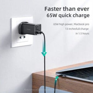 شاحن سريع MCDODO GaN 5 Mini 65W مع كابلات Type-C إلى Type-C - أسود (CH-1552) image 2