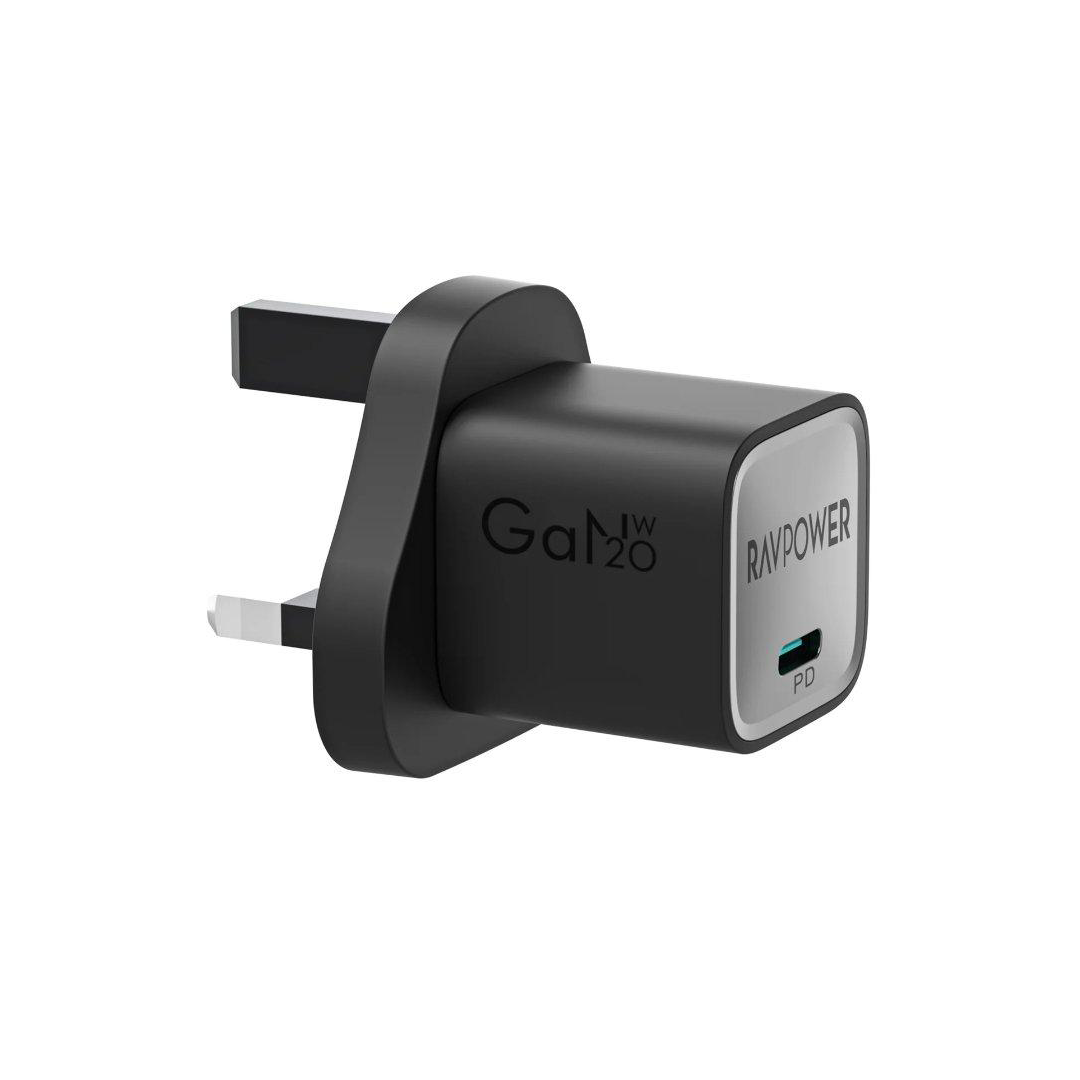 RavPower Mini PD20W GaN Type C Charger, RP-PC1055 - Black - متجر ناسا ستور - Nasa Store